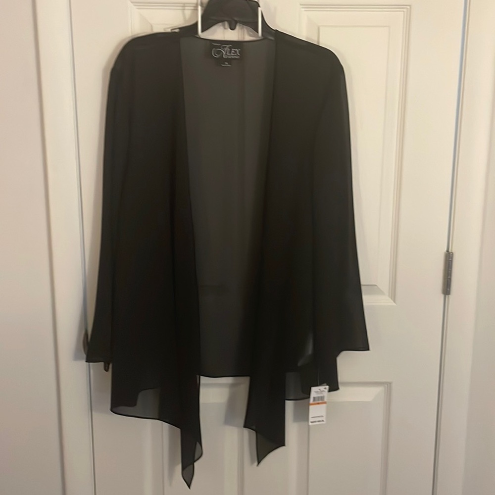 [NEW] Alex Evenings Open Drape Blouse - Black 3X